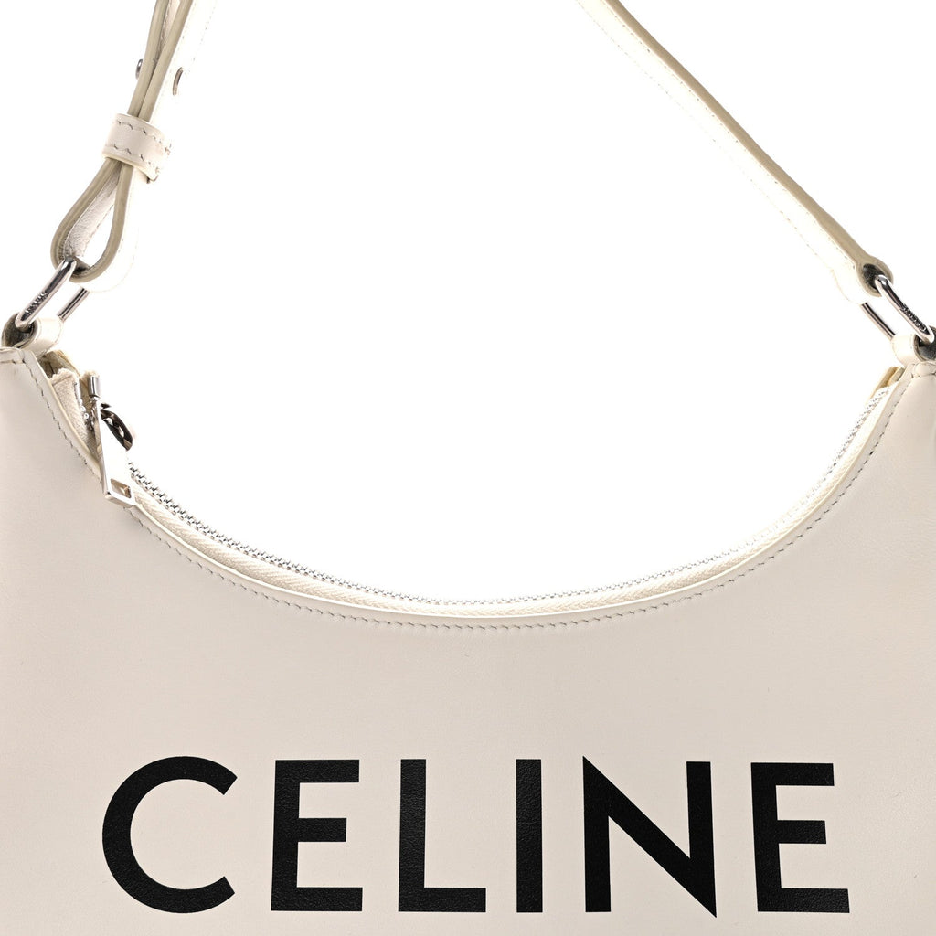 Smooth Calfskin Ava Logo Shoulder Bag White