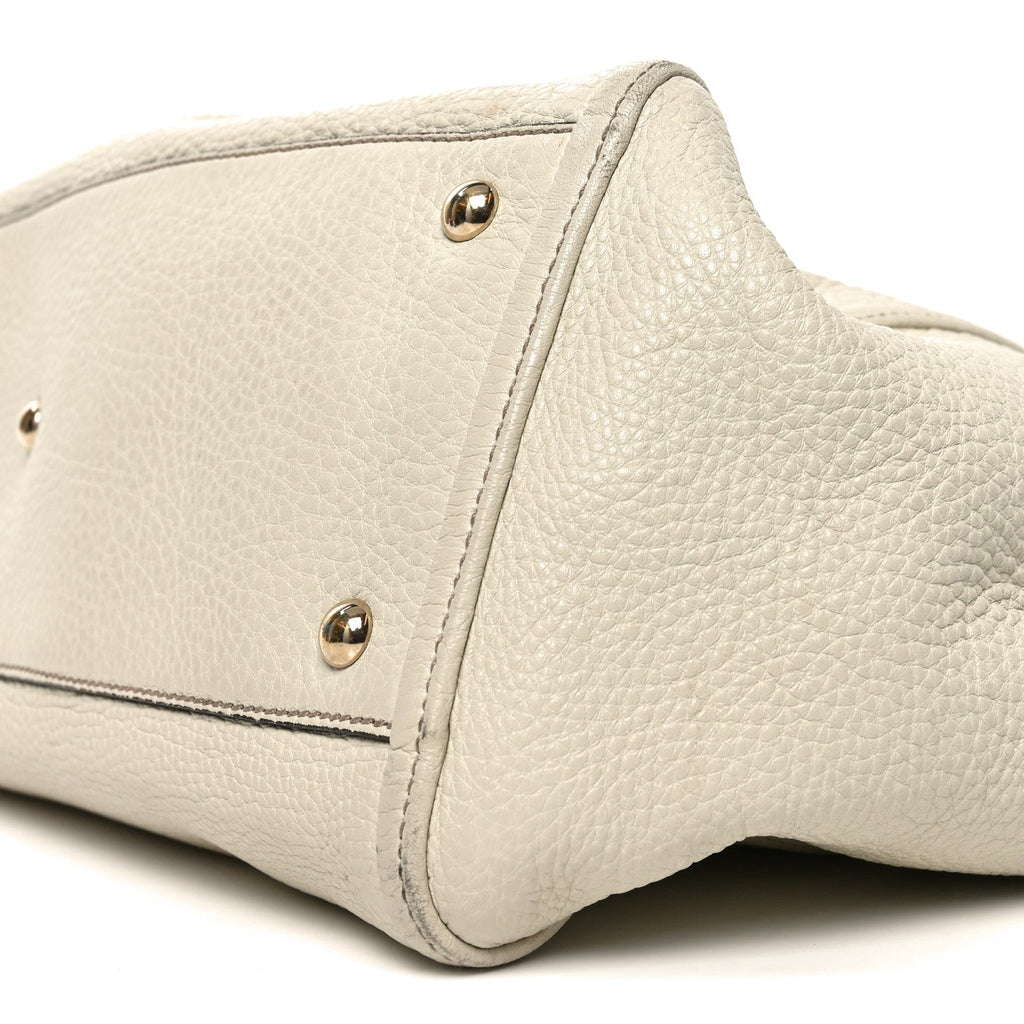 Pebbled Calfskin Medium Soho Shoulder Bag Off White