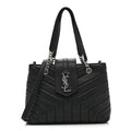 Calfskin Y Quilted Monogram Small Loulou Shopper Black