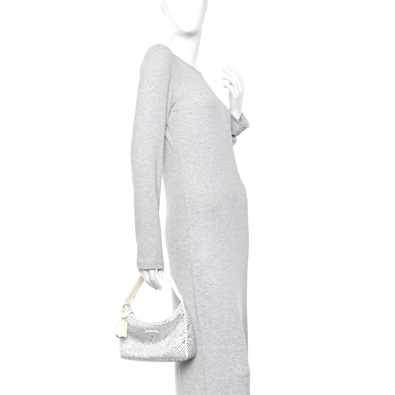 Satin Crystal Mini Re-Edition 2000 Bag White