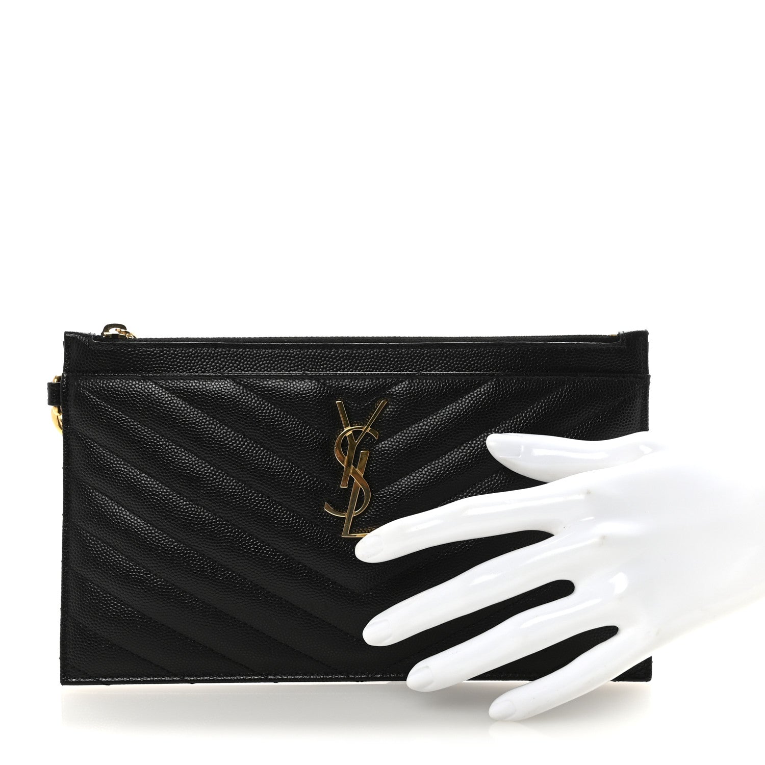 Grain De Poudre Chevron Monogram Large Bill Pouch Black