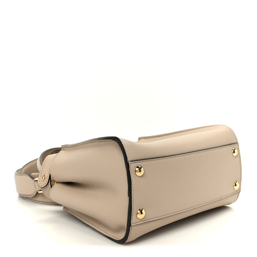 Vitello Seta Canvas FF Embroidered Mini Peekaboo Iconic Satchel Nuvola