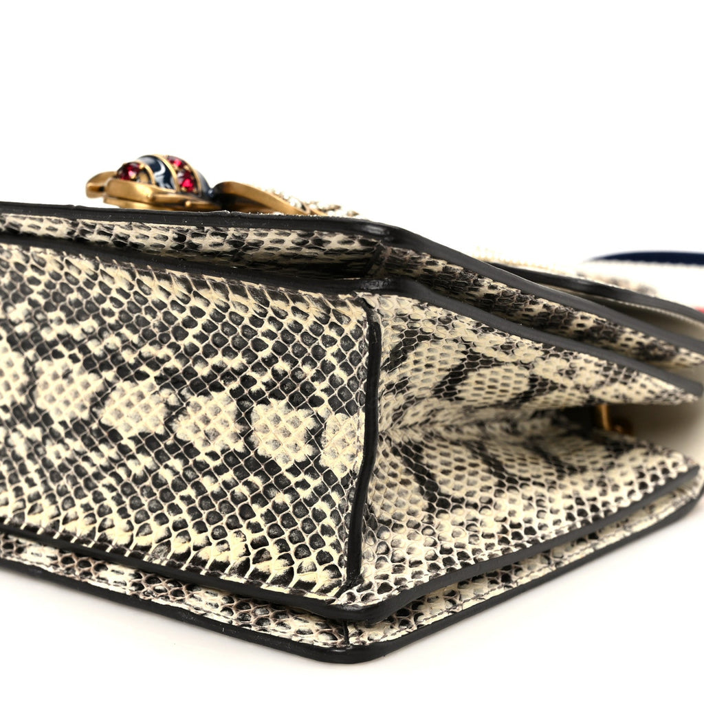 Snakeskin Sylvie Web Small Queen Margaret Top Handle Bag Roccia Natural