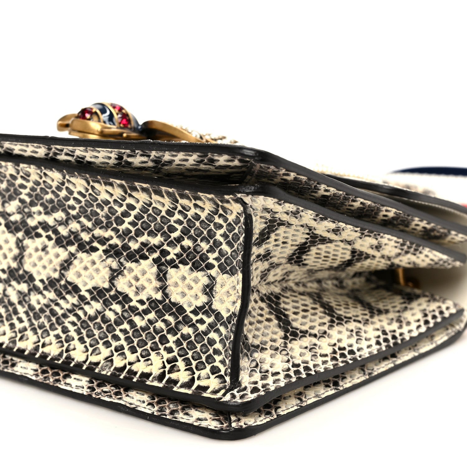 Snakeskin Sylvie Web Small Queen Margaret Top Handle Bag Roccia Natural