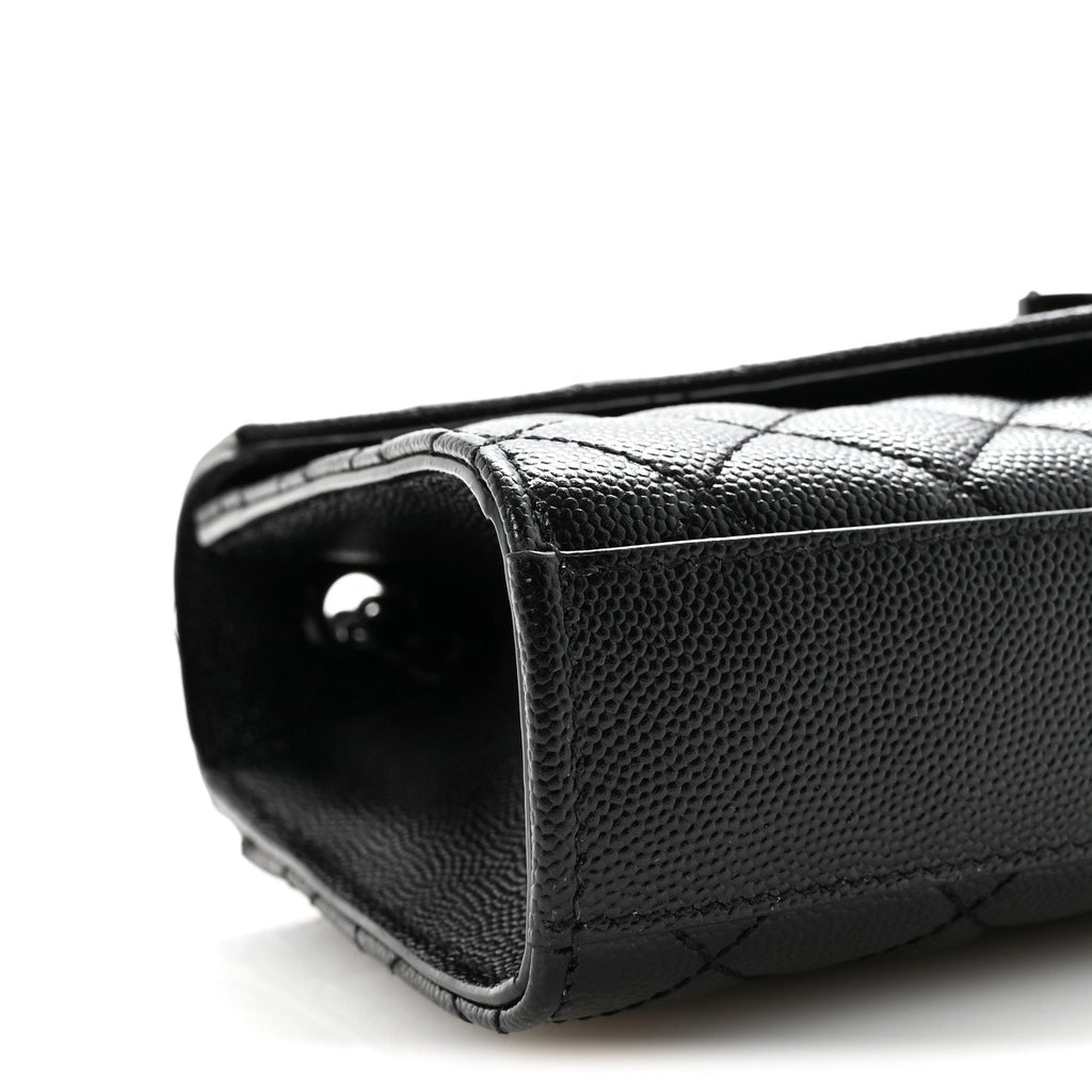 Grain De Poudre Textured Mixed Matelasse Triquilt Small Monogram Monochrome Satchel Black