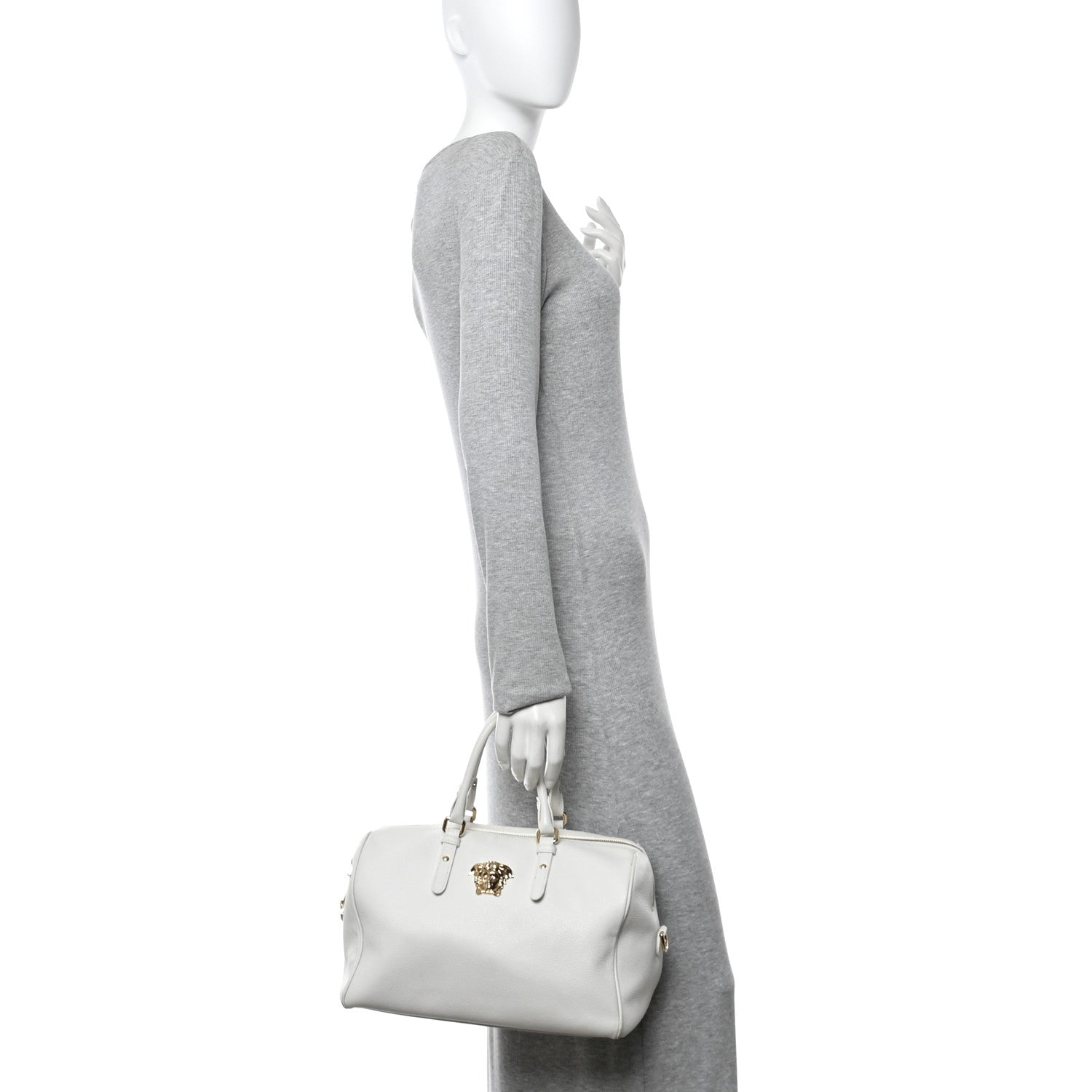 Grained Calfskin Palazzo Bowler White