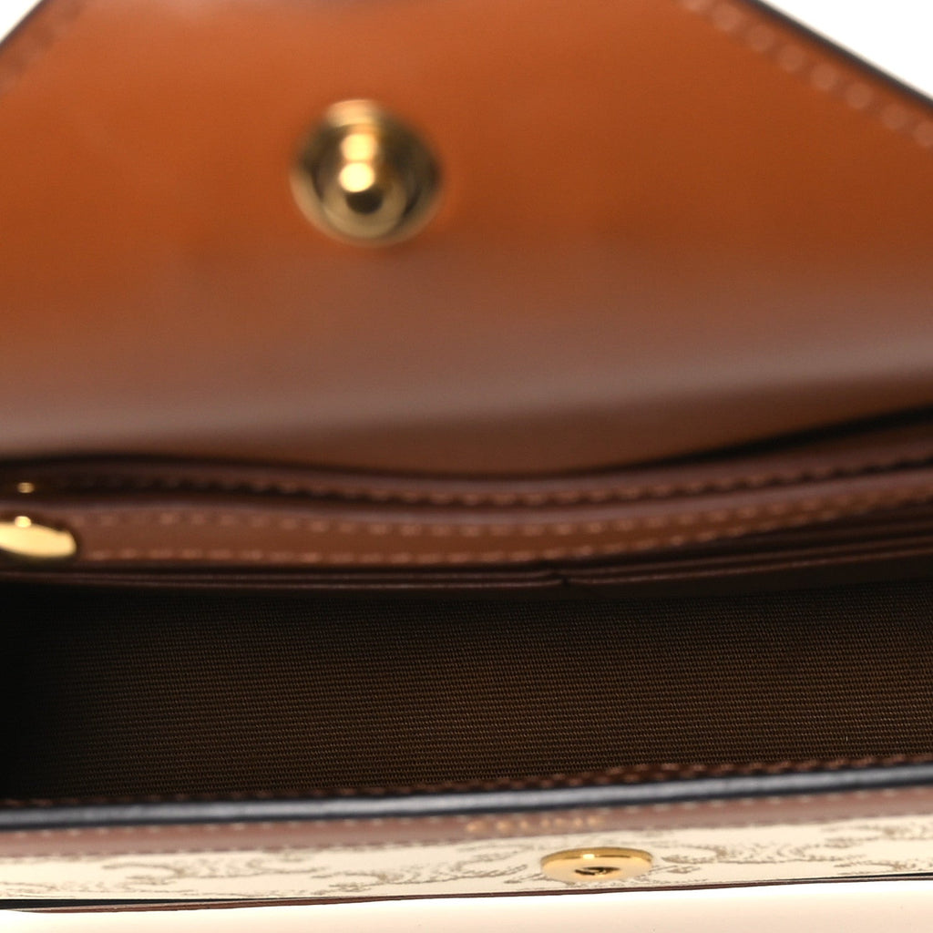 Triomphe Canvas Calfskin Maillon Wallet on Chain White