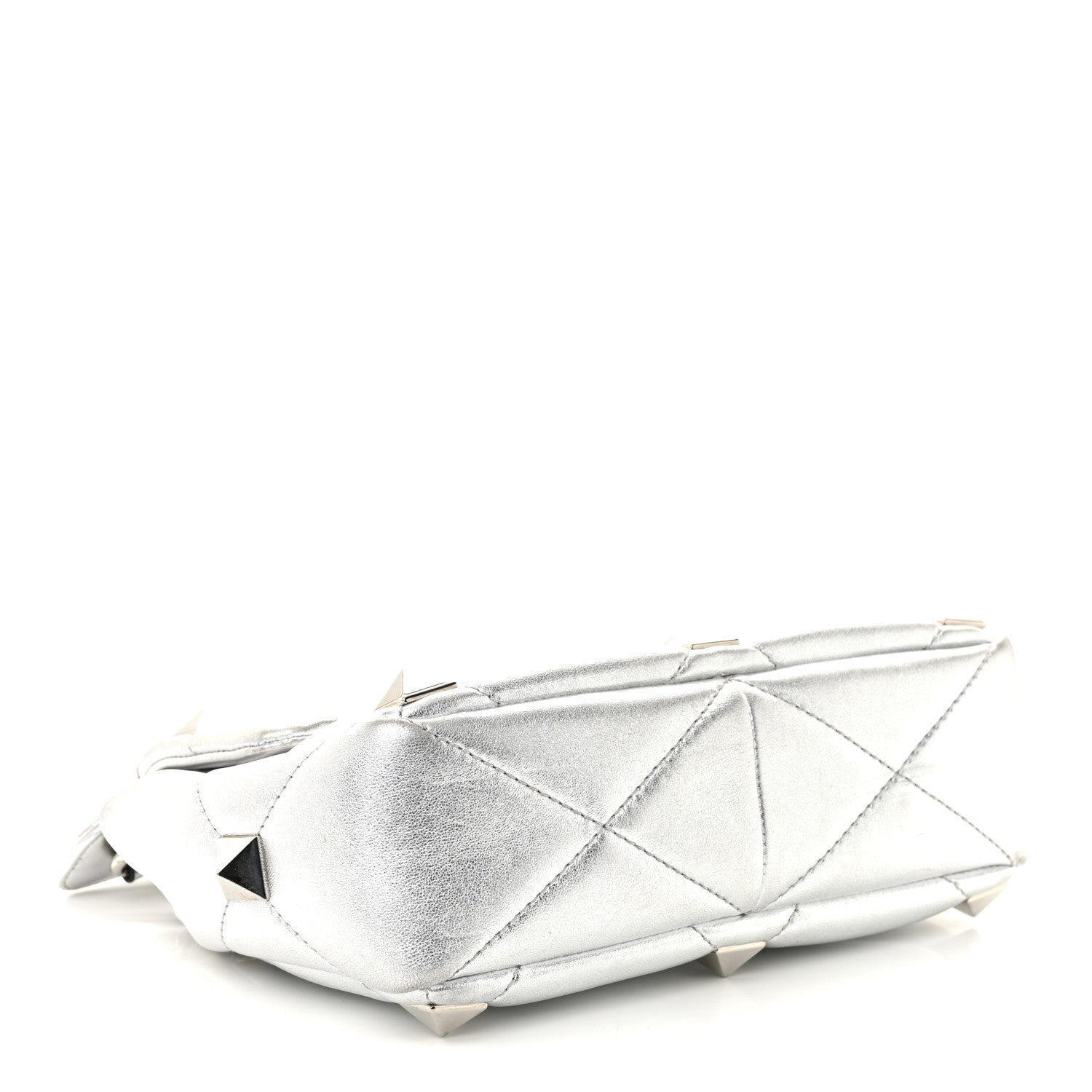 Nappa Medium Roman Stud Shoulder Bag Silver