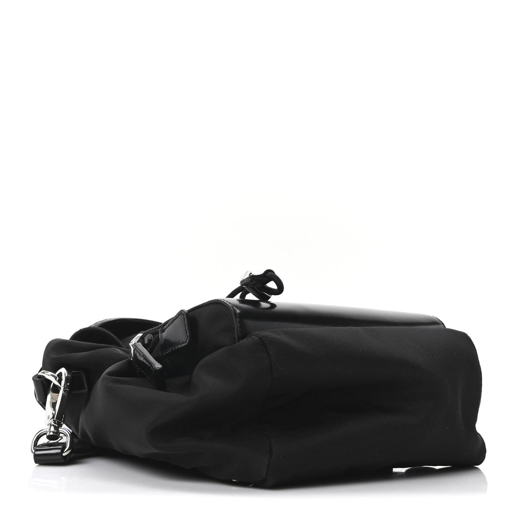 Nylon Brushed Calfskin Mini Sling Backpack  Black