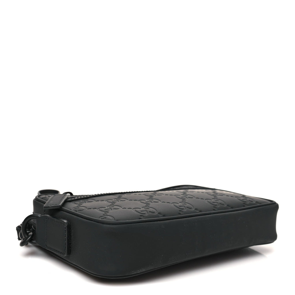 Rubber Effect Monogram GG Crossbody Bag Black