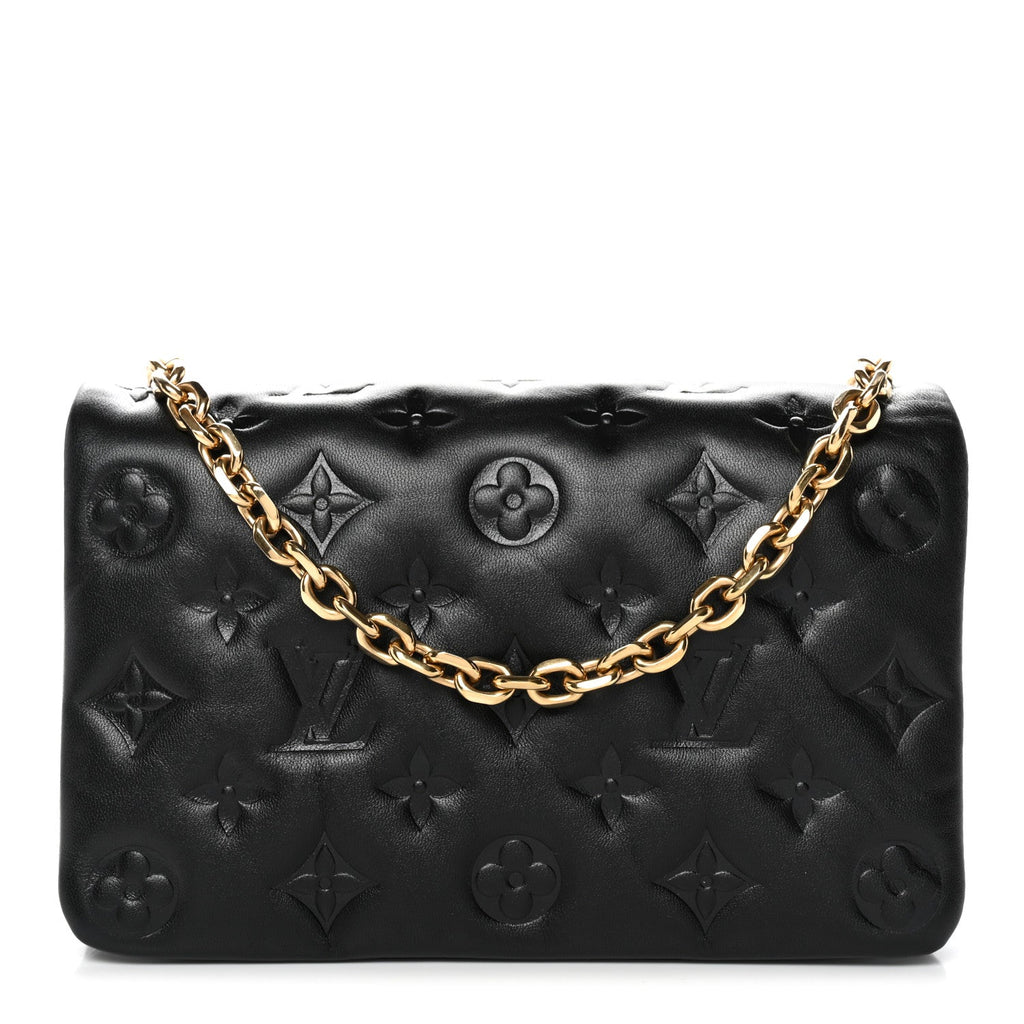 Lambskin Embossed Monogram Pochette Coussin Black