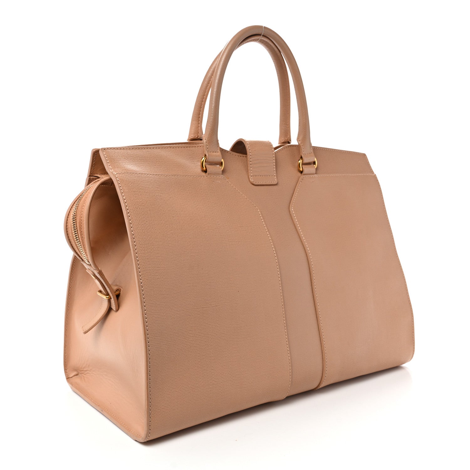 Textured Calfskin Large Cabas ChYc Beige