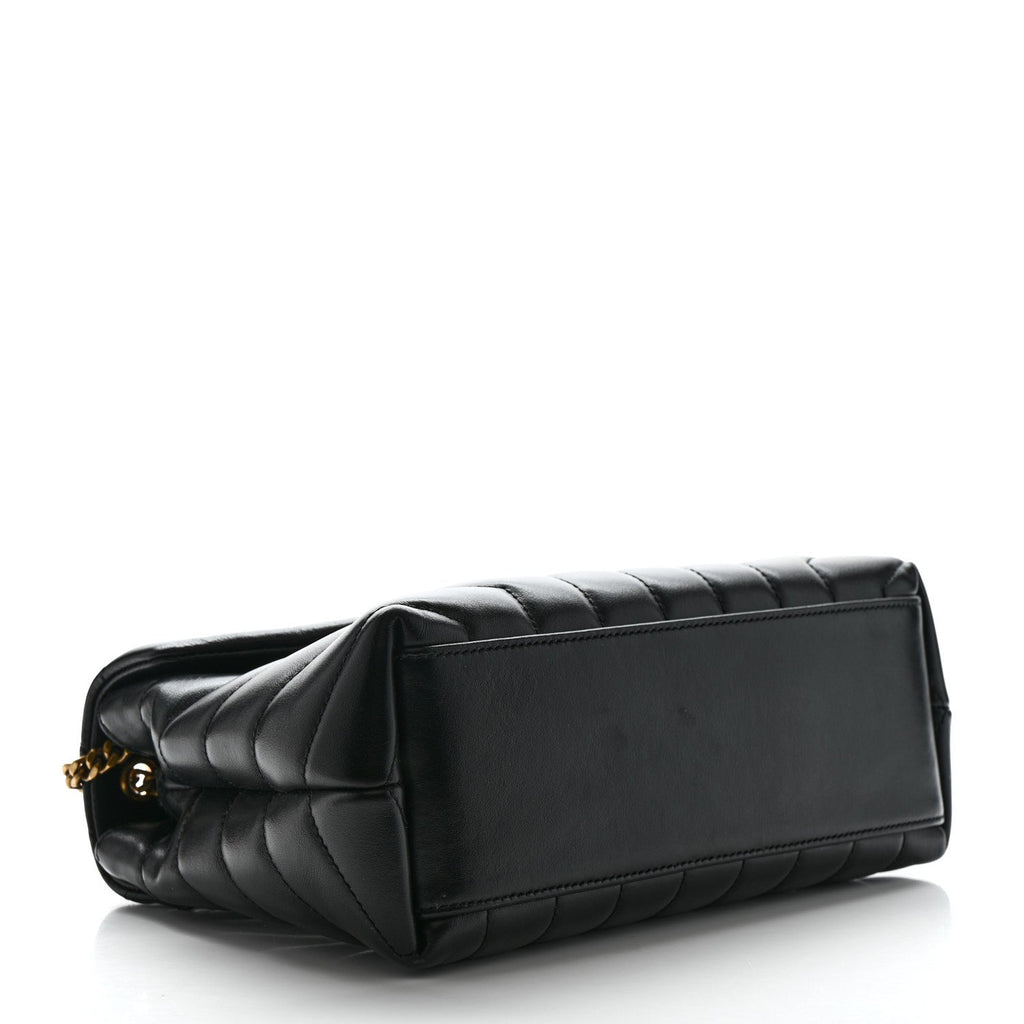 Calfskin Y Quilted Monogram Small Loulou Chain Satchel Black