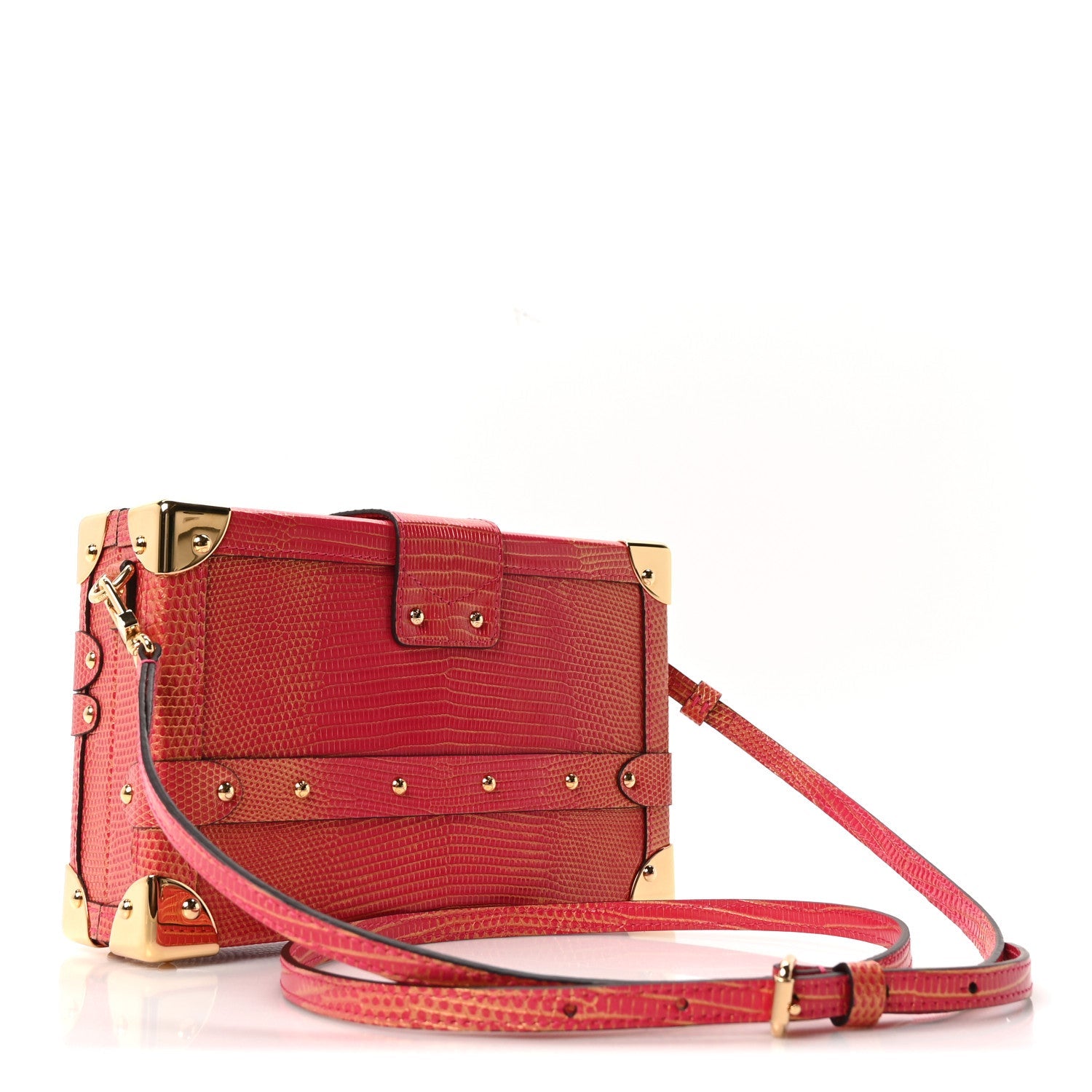 Metalic Lizard Petite Malle Pink