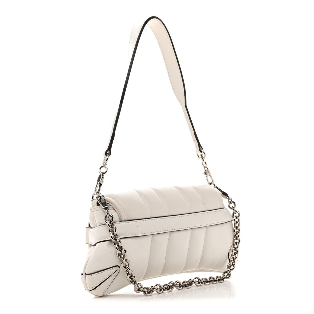 Nappa Vertical Matelasse Small Maxi Horsebit Chain Shoulder Bag Great White