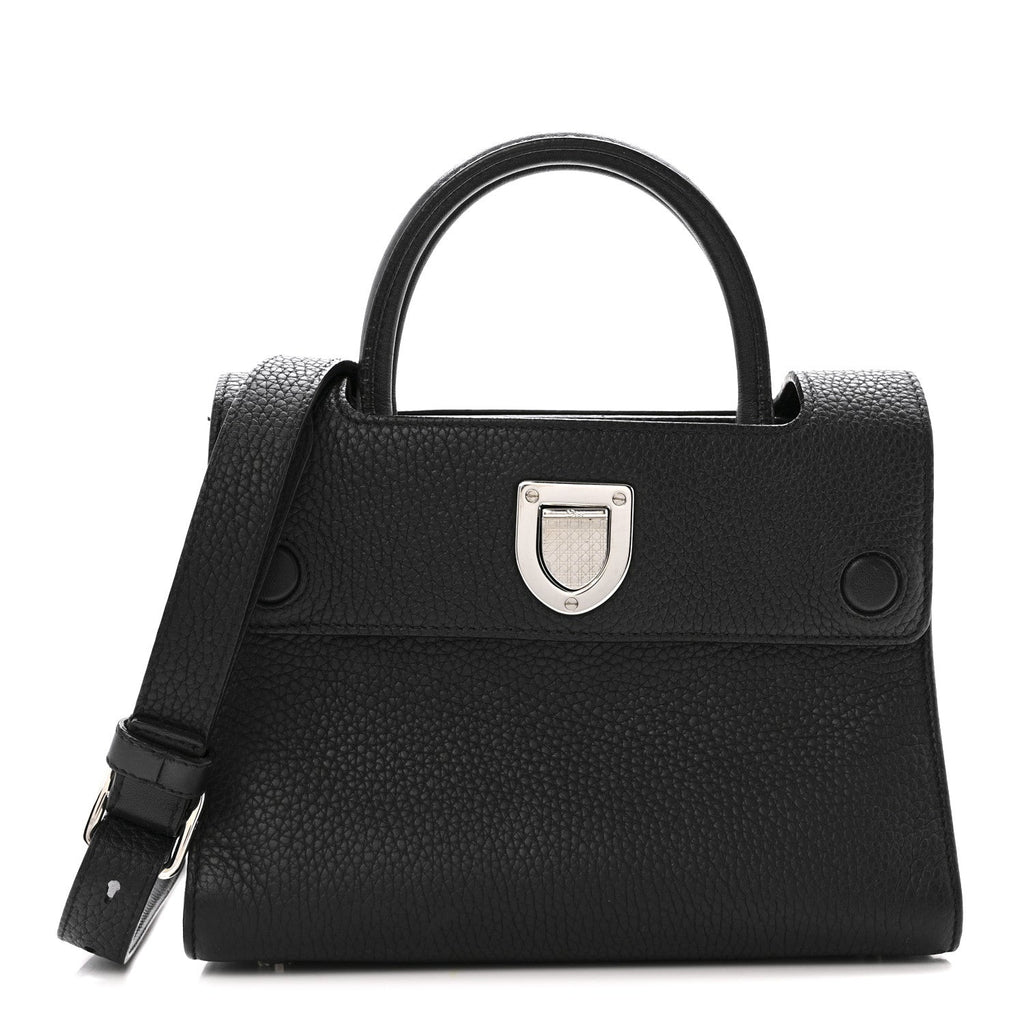 Grained Calfskin Mini Diorever Flap Black