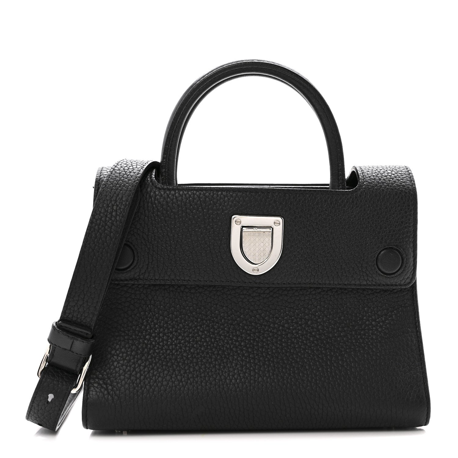 Grained Calfskin Mini Diorever Flap Black