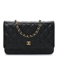 Caviar Quilted Wallet on Chain WOC Black