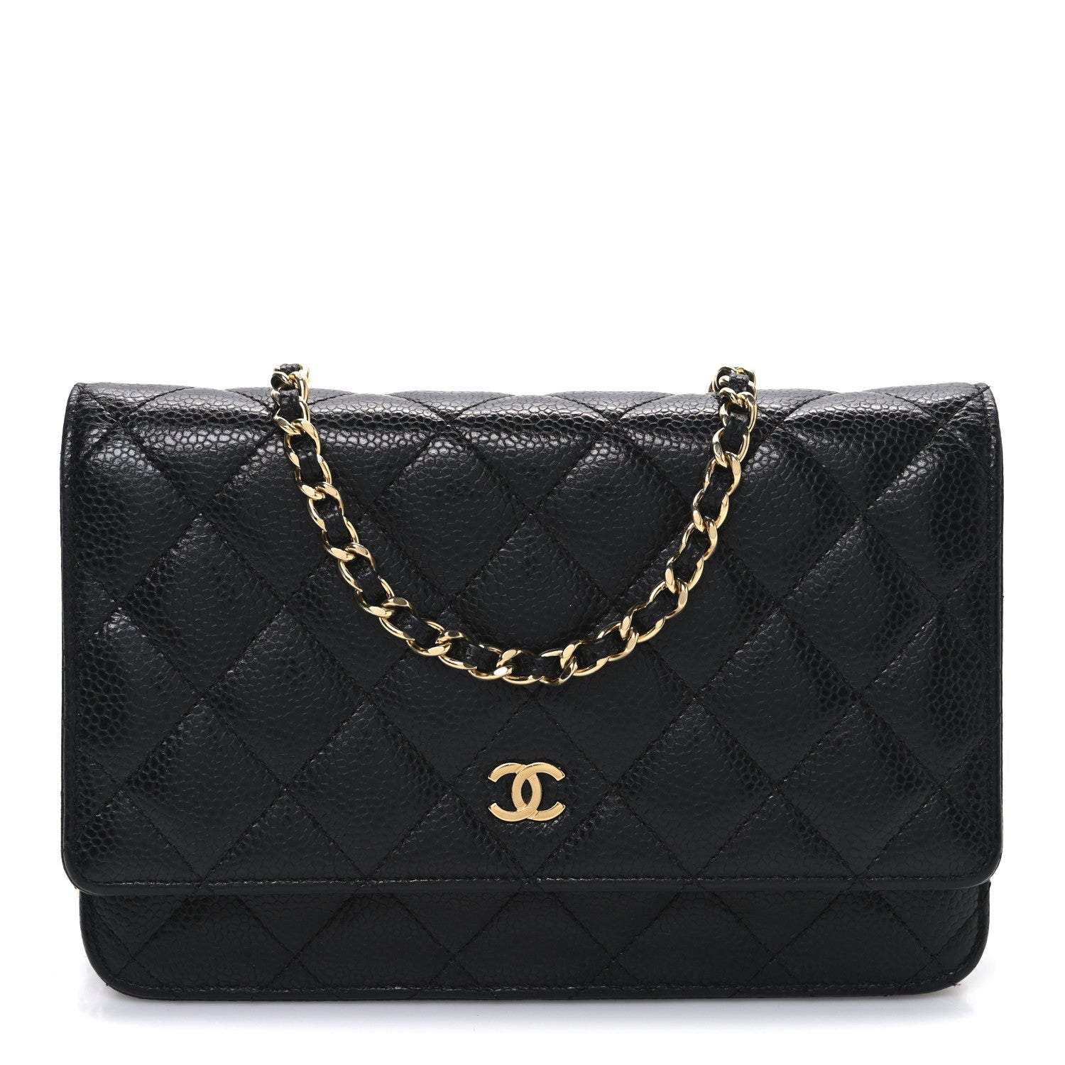 Caviar Quilted Wallet on Chain WOC Black