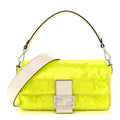 Sequin Paillettes Vitello Elaphe Grace Baguette Yellow Fluo