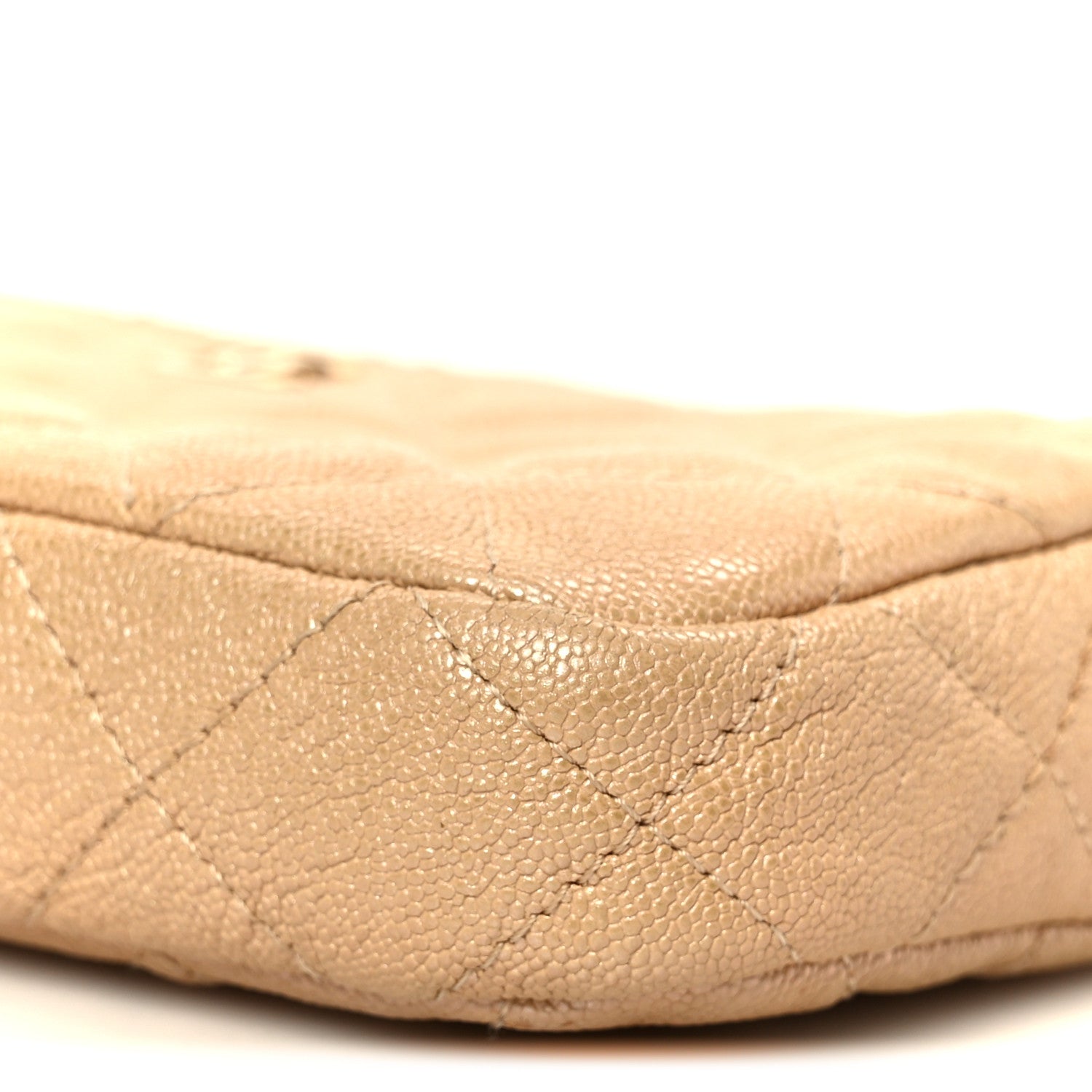 Metallic Caviar Quilted Small Clutch With Chain Gold