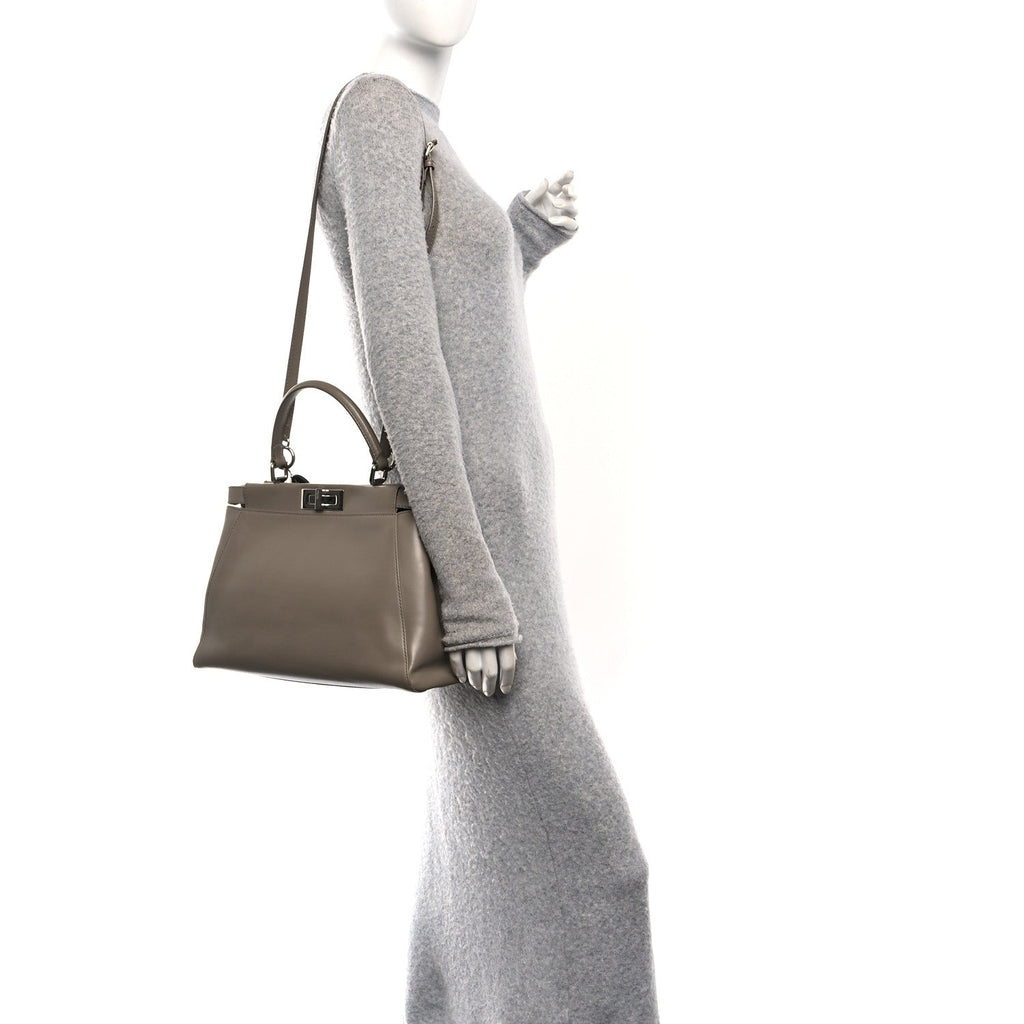 Vitello Morgan Shiny Nappa Medium Peekaboo Iconic Satchel Tortora