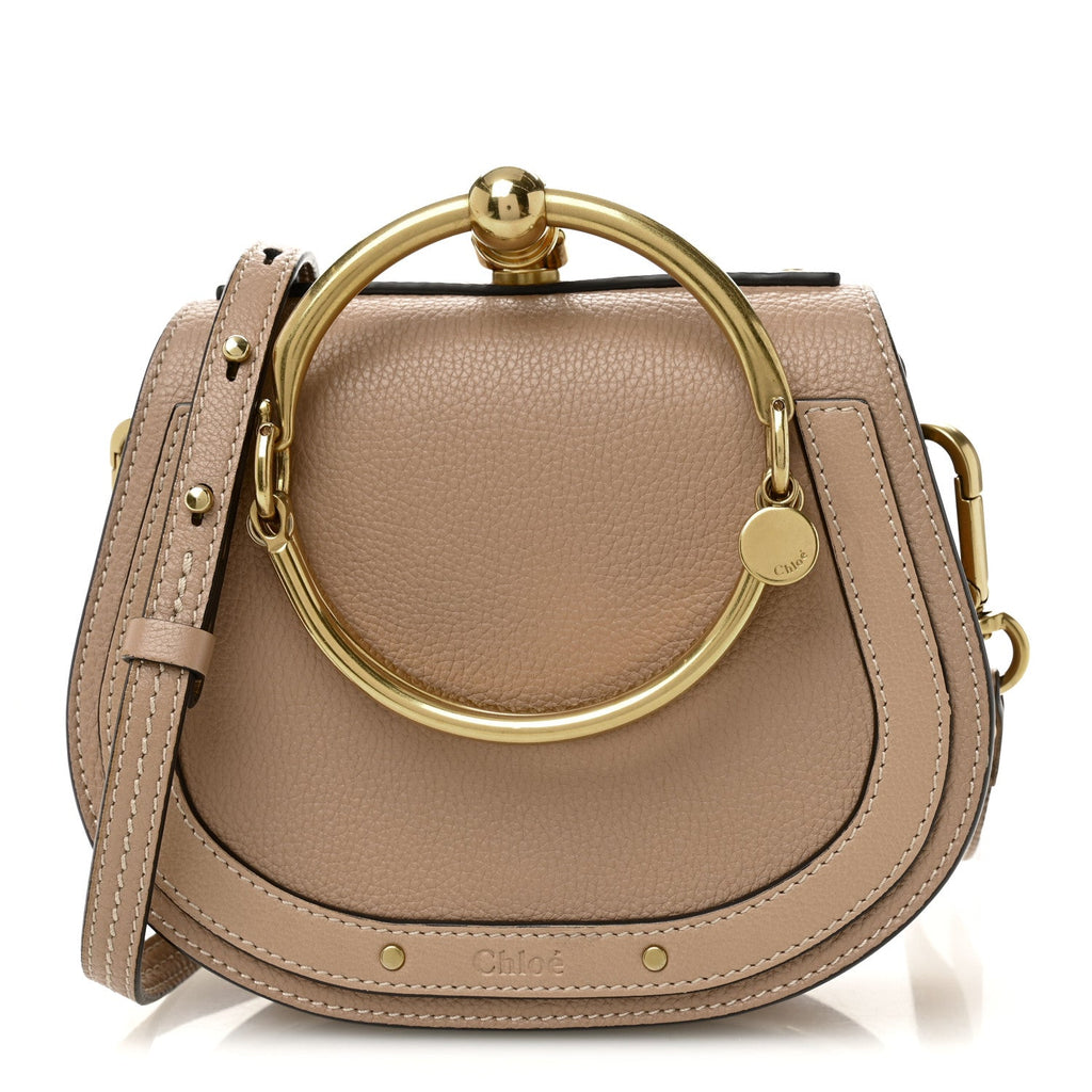 Calfskin Suede Small Nile Bracelet Bag Biscotti Beige