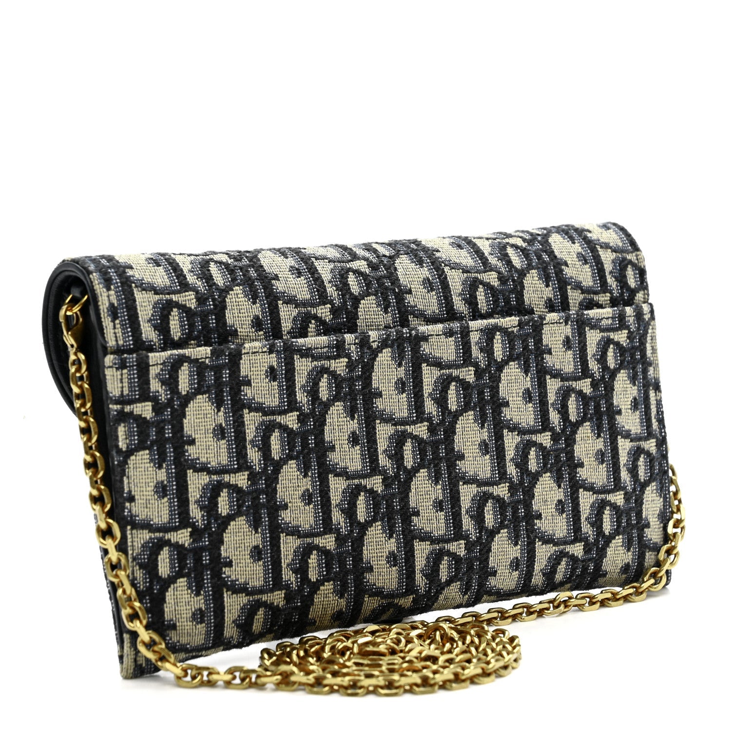 Oblique Saddle Chain Long Wallet Blue