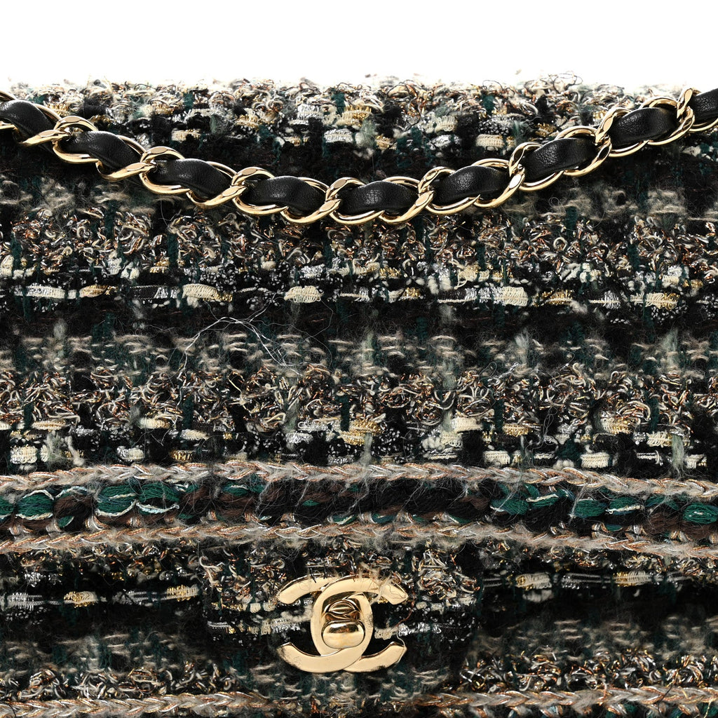 Tweed Braid Medium Flap Turquoise Multicolor