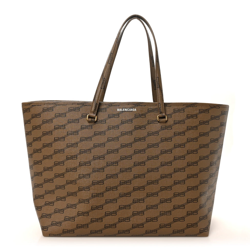 Coated Canvas BB Monogram Large Signature East West Shopper Bag Beige Brown