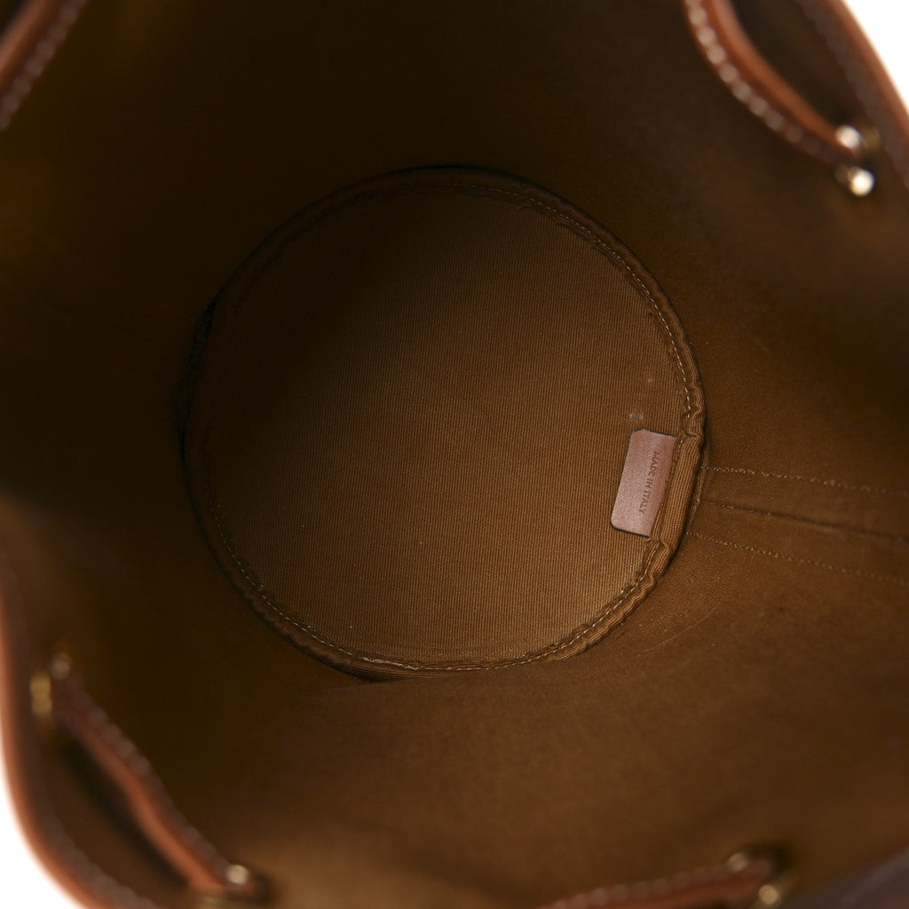 Triomphe Canvas Calfskin Small Drawstring Bucket Bag Tan