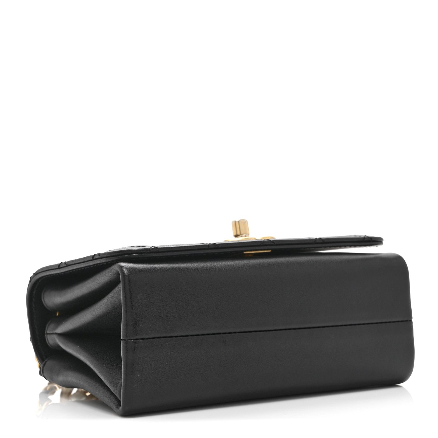 Calfskin Quilted Pearl Jewel Chain Flap Black