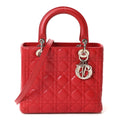 Lambskin Cannage Medium Lady Dior Red