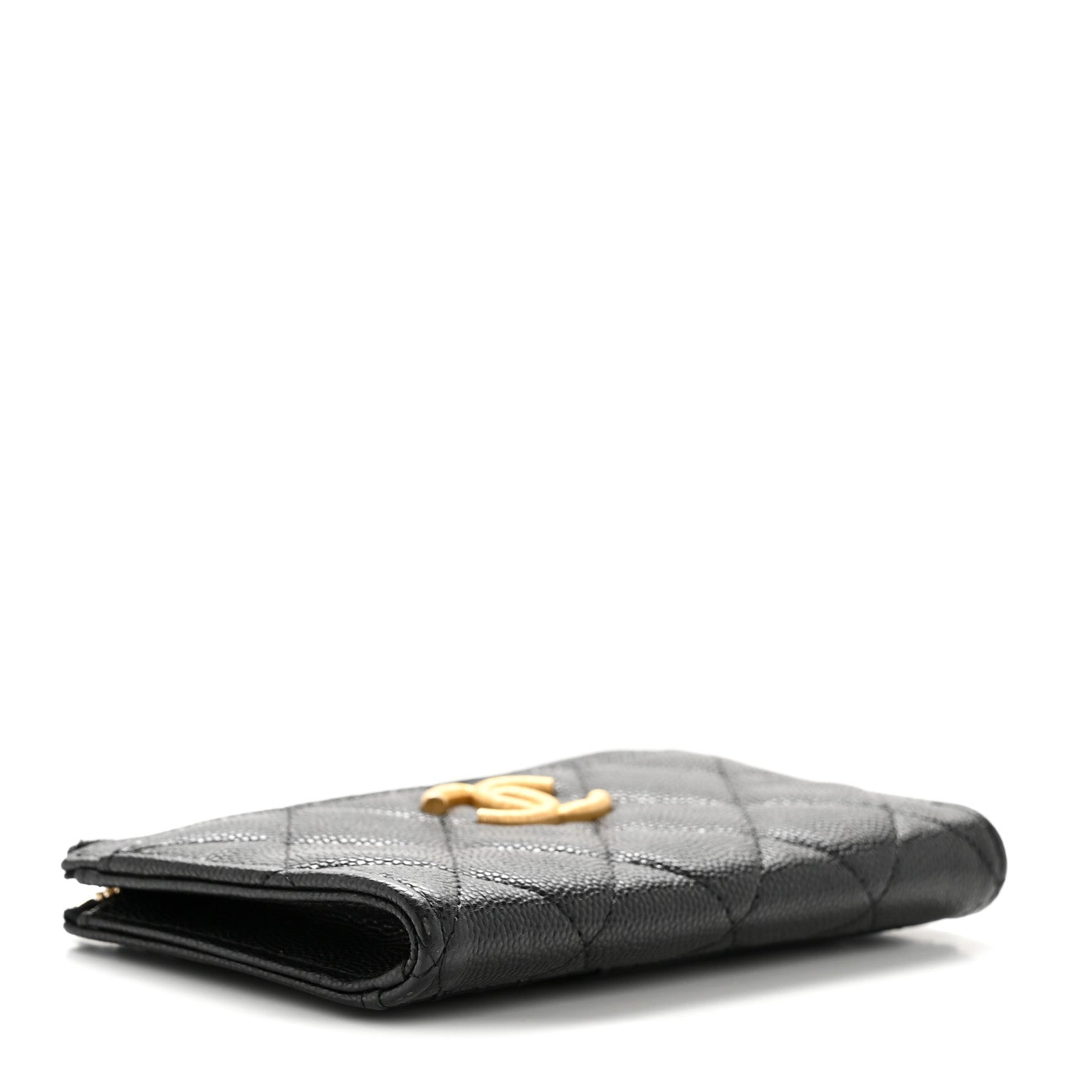 Caviar Quilted CC Zip Around  Holder Black