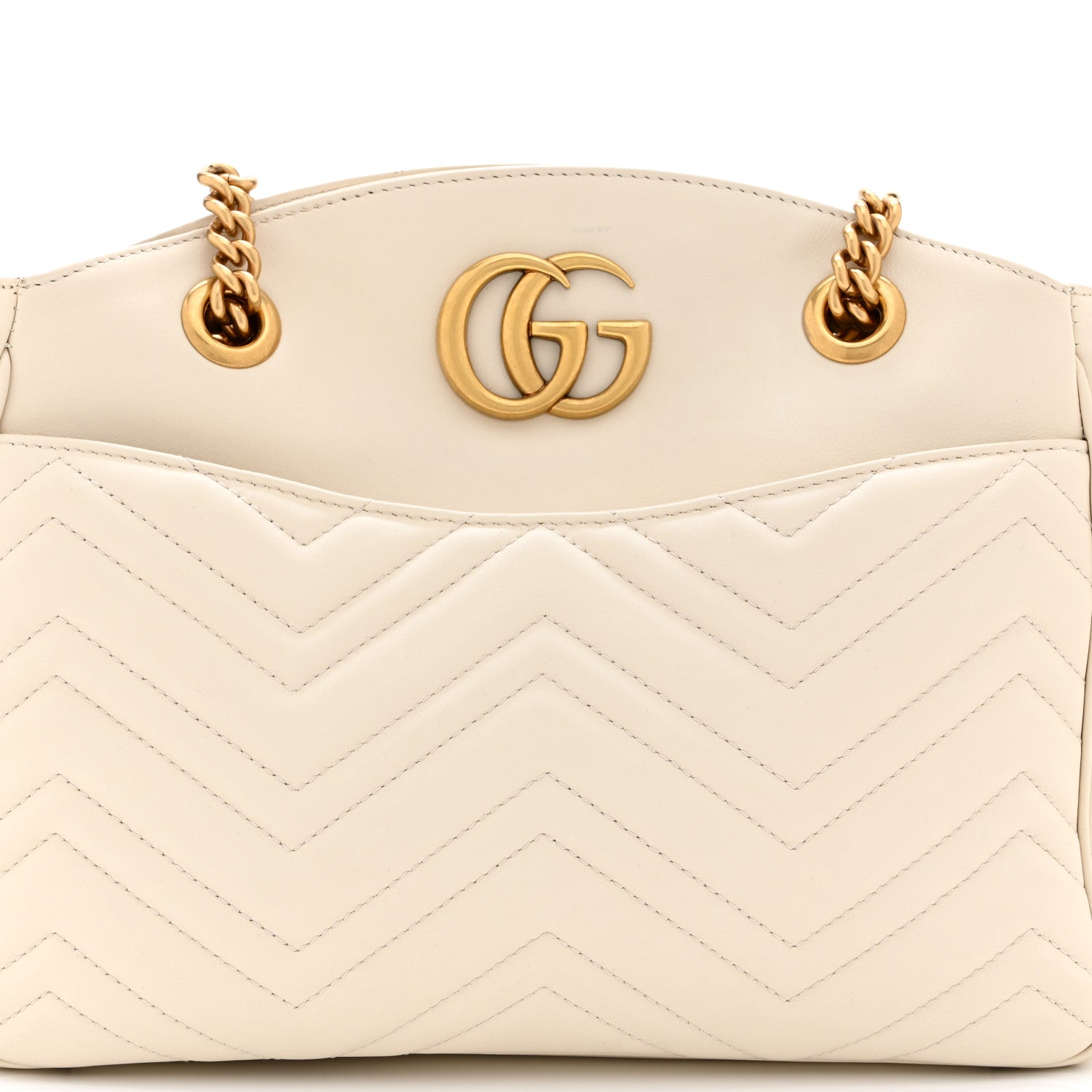 Calfskin Matelasse Medium GG Marmont Open Top Shoulder Bag White