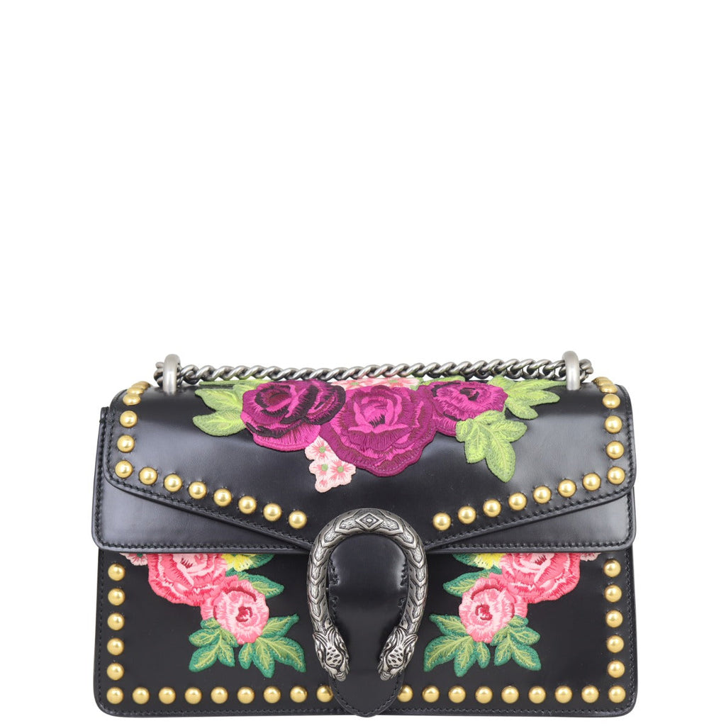 Gucci Floral Embroidered Studded Dionysus Small Shoulder Bag