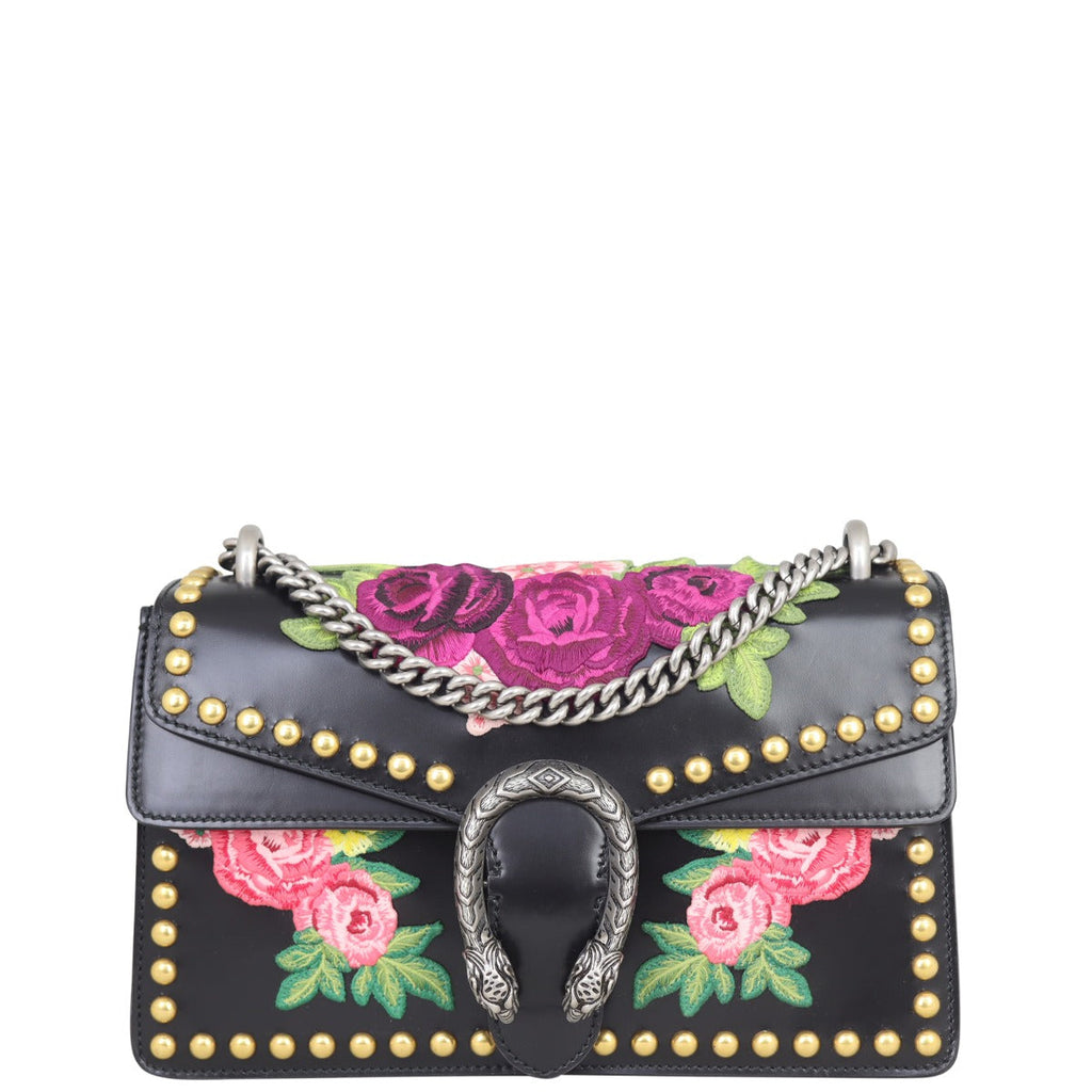 Gucci Floral Embroidered Studded Dionysus Small Shoulder Bag