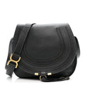 Calfskin Medium Marcie Round Crossbody Bag Black