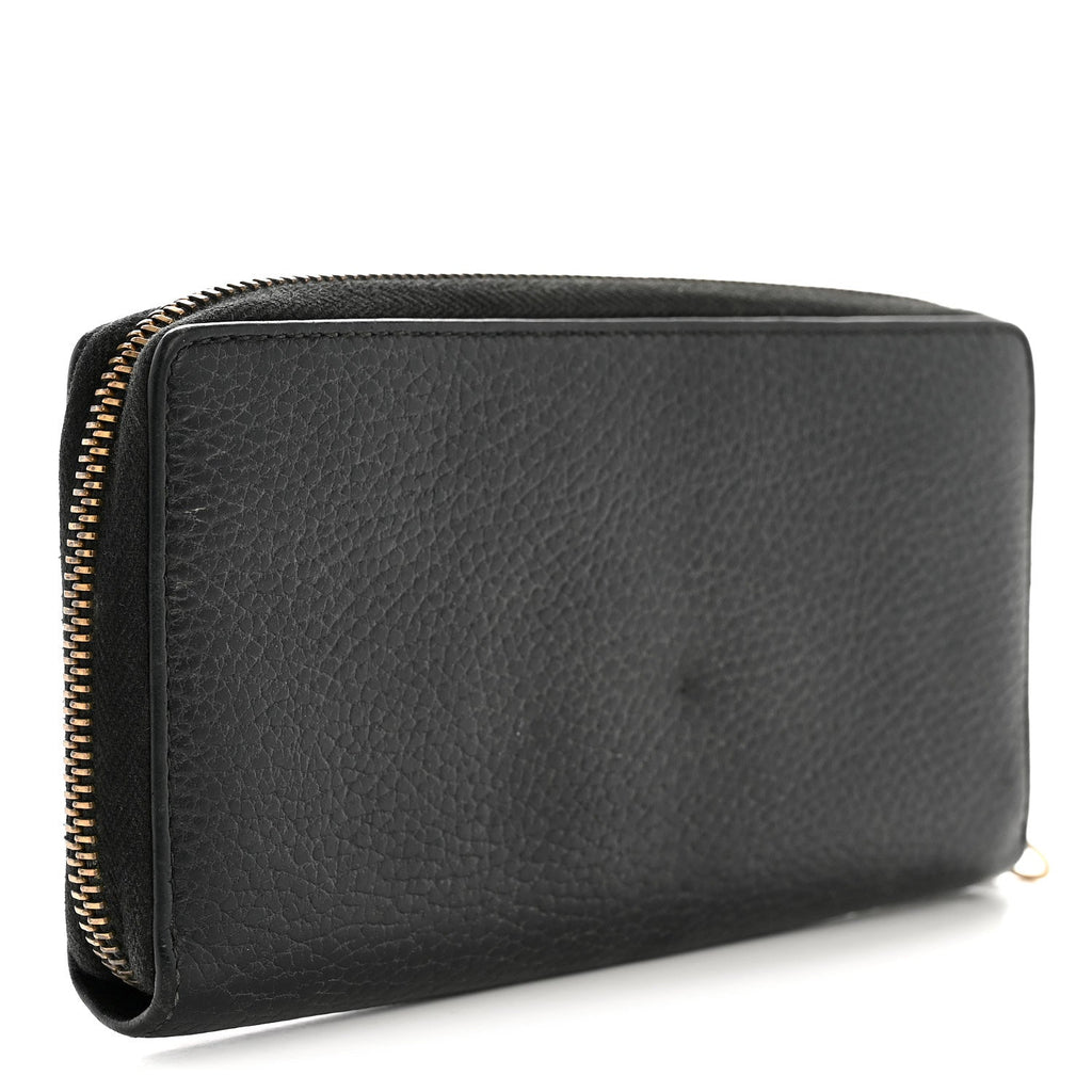 Calfskin Butterfly Zip Around Wallet Black