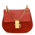 Suede Smooth Calfskin Drew Shoulder Bag Poppy