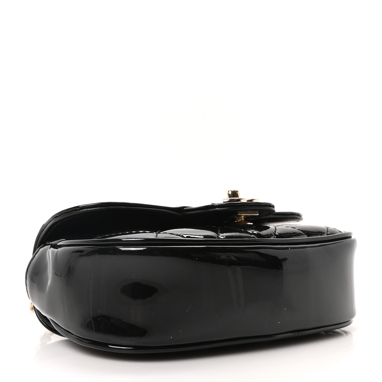 Patent Calfskin Quilted Mini Flap Black