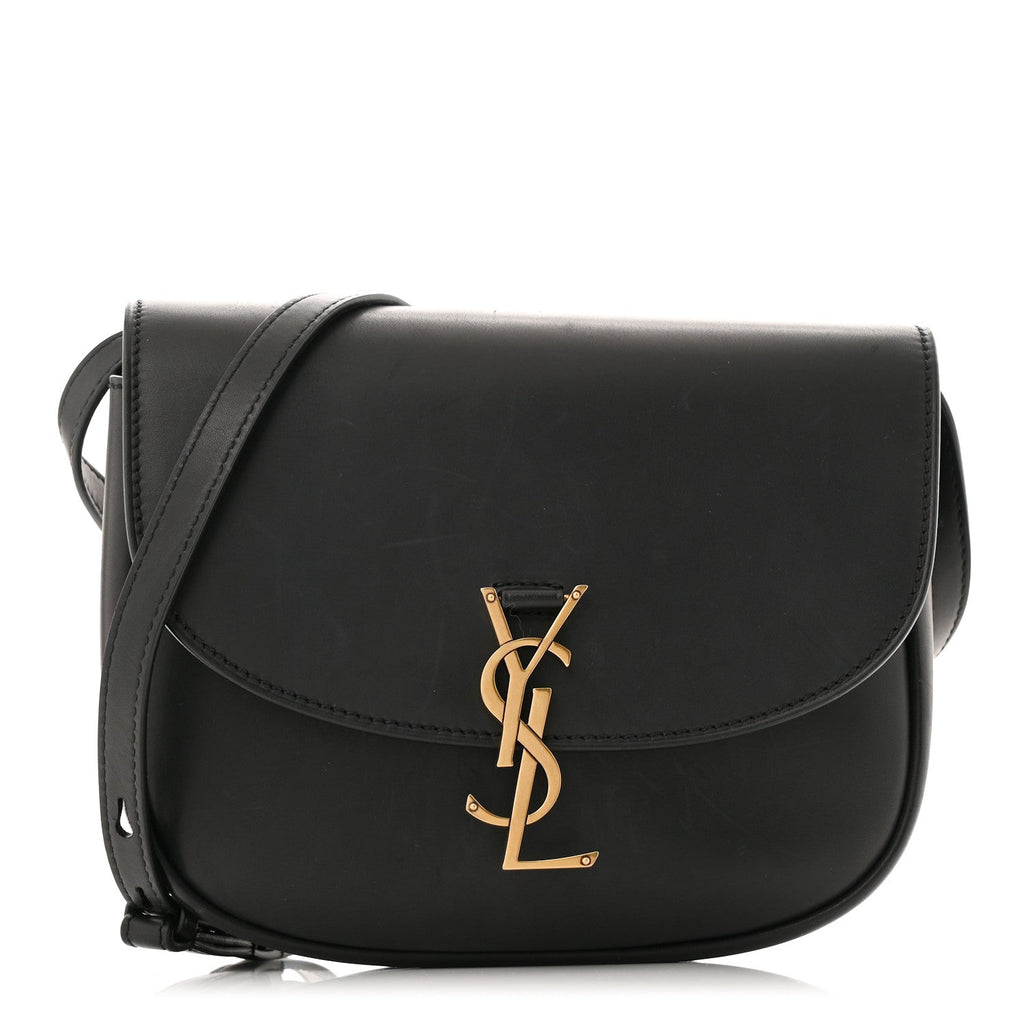 Smooth Calfskin Monogram Medium Kaia Satchel Black