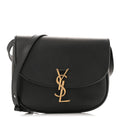 Smooth Calfskin Monogram Medium Kaia Satchel Black