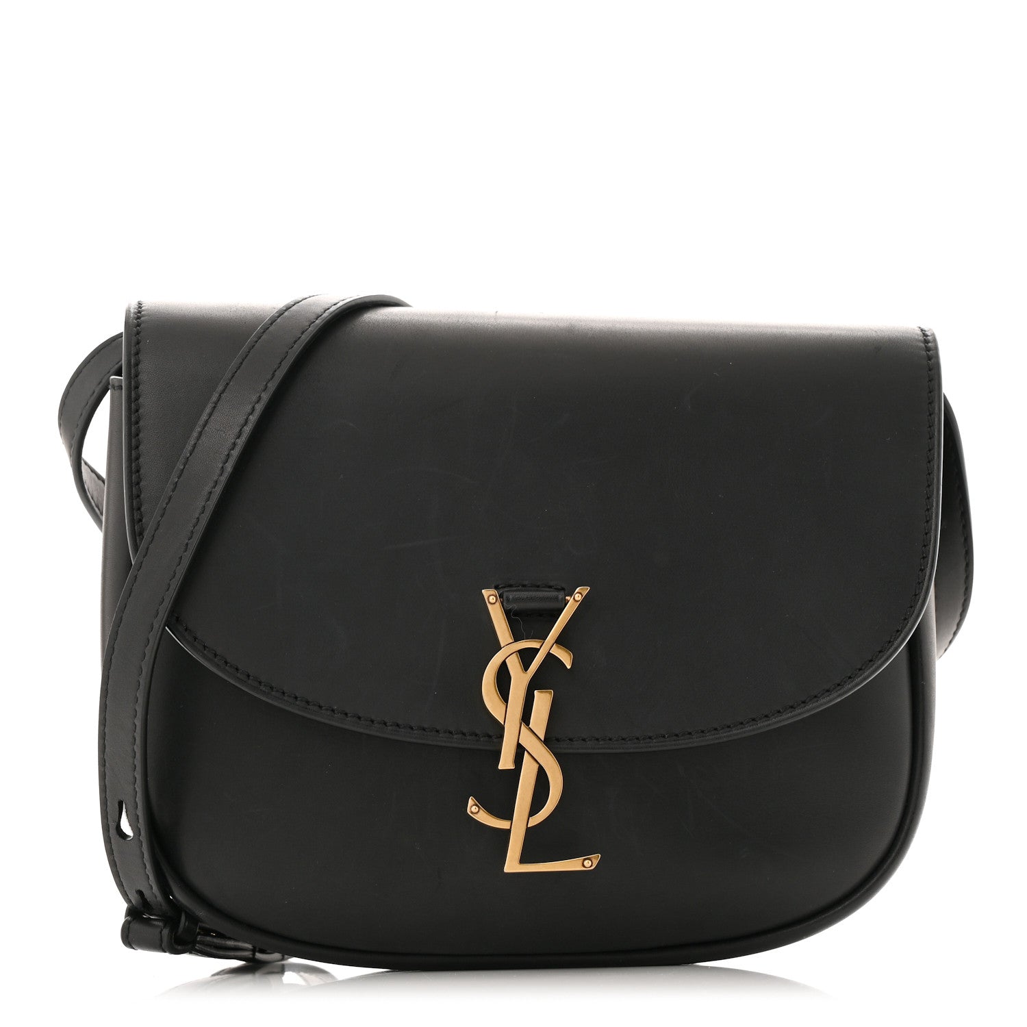 Smooth Calfskin Monogram Medium Kaia Satchel Black