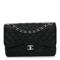 Caviar Quilted Jumbo Double Flap Black