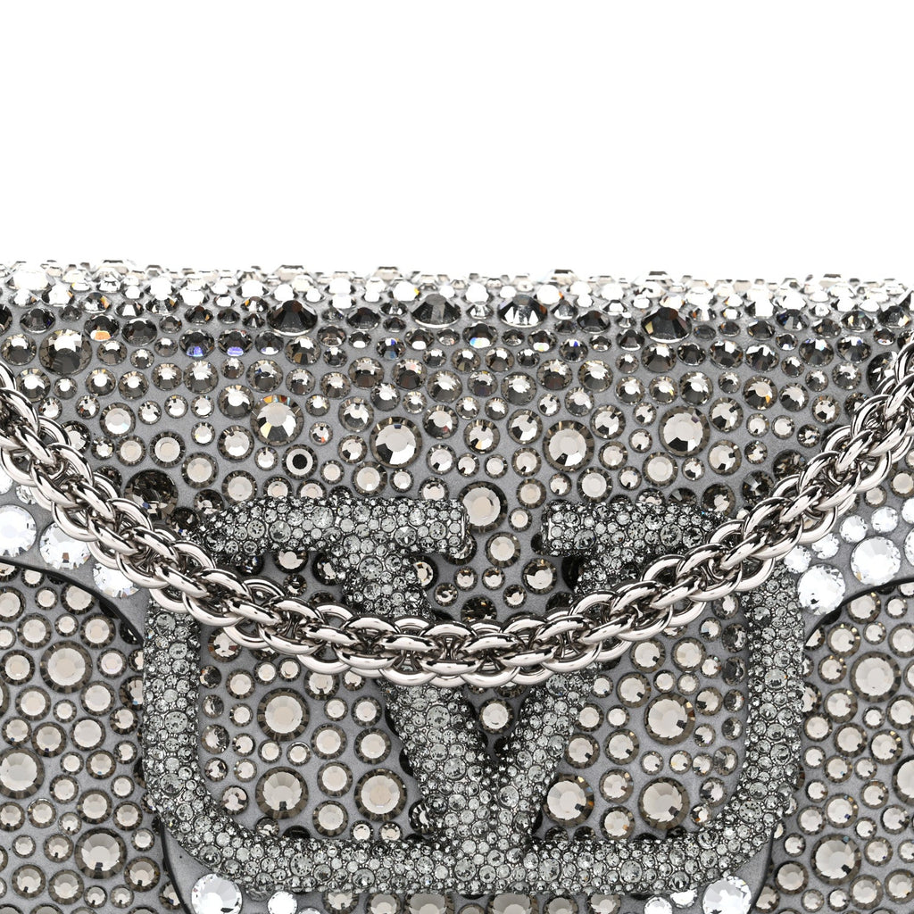 Crystal Suede Enamel Vlogo Small Loco Shoulder Bag Silver