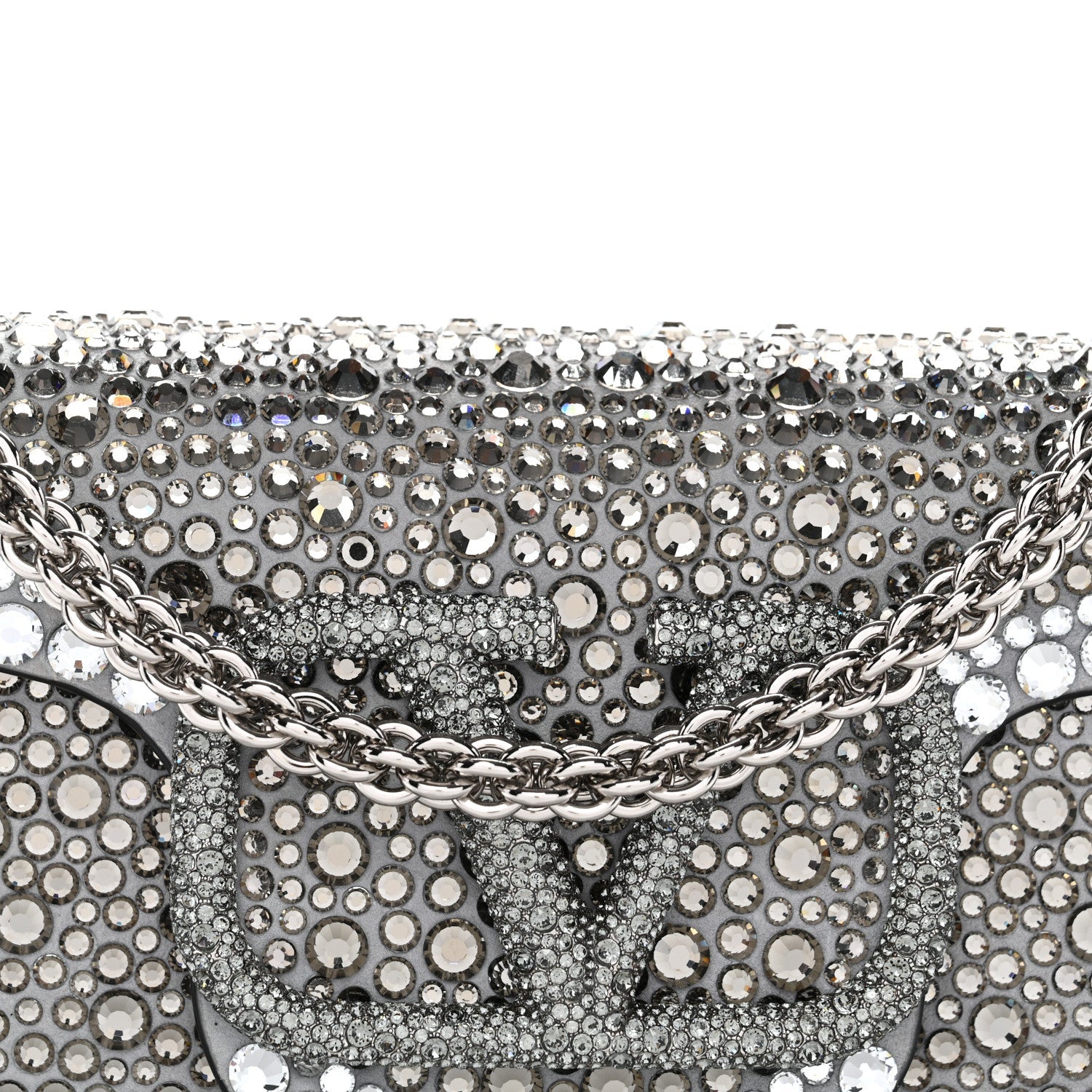 Crystal Suede Enamel Vlogo Small Loco Shoulder Bag Silver