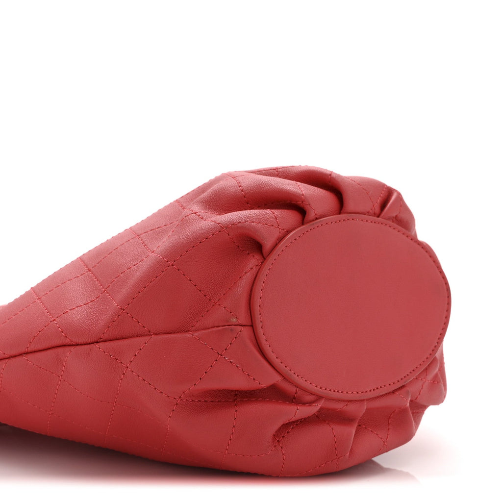 Calfskin Stitched Chain Bucket Bag Coral