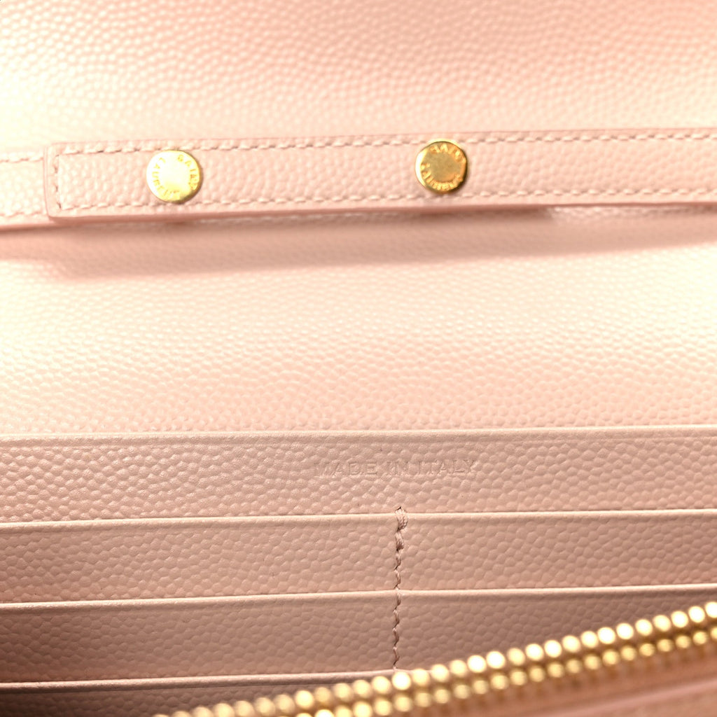 Grain De Poudre Matelasse Chevron Monogram Chain Wallet Pale Pink