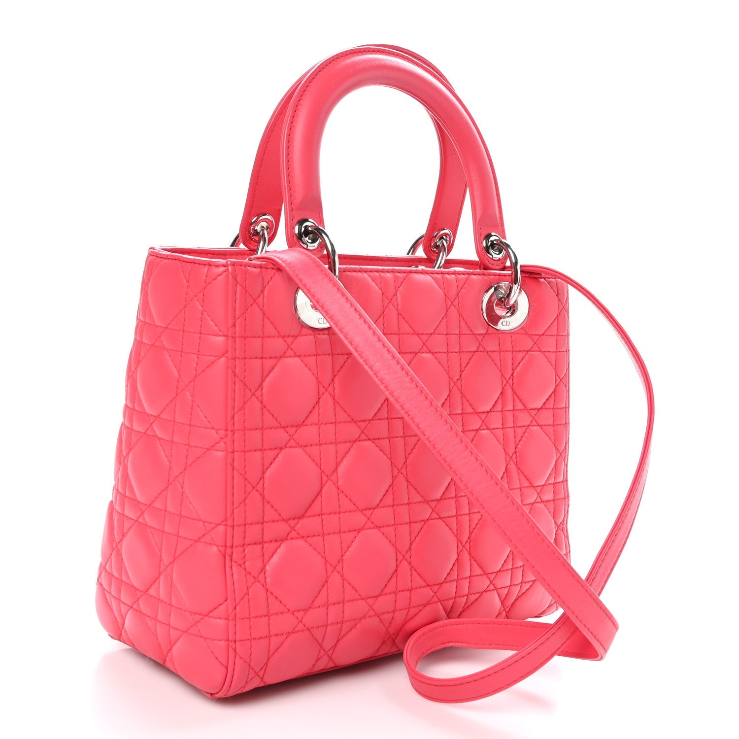 Lambskin Cannage Medium Lady Dior Fuchsia